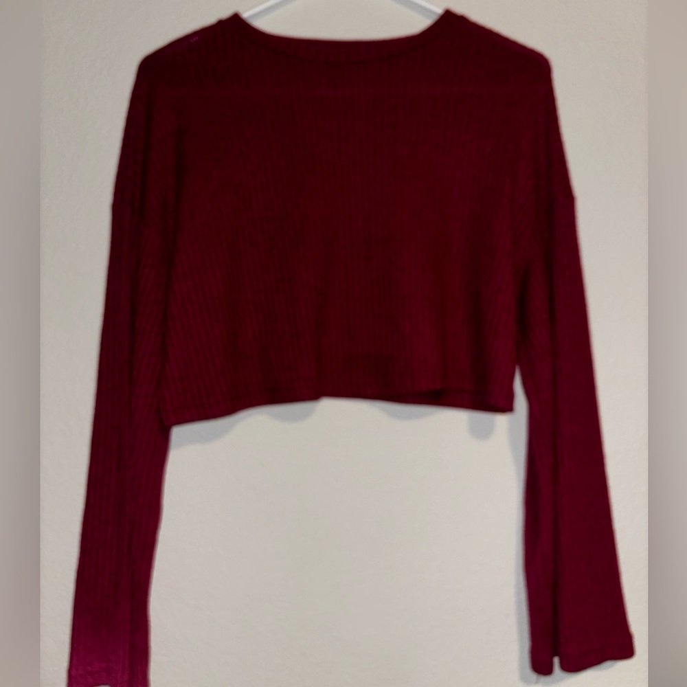 flow-y long sleeve cropped shirt pink